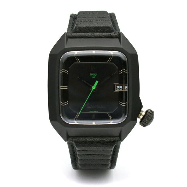 MARCH LA.B / マーチエルエービー AM2 38mm オートマティック ボスダイヤル ブラックバッファローストラップ ▲の公式ECサイト掲載画像