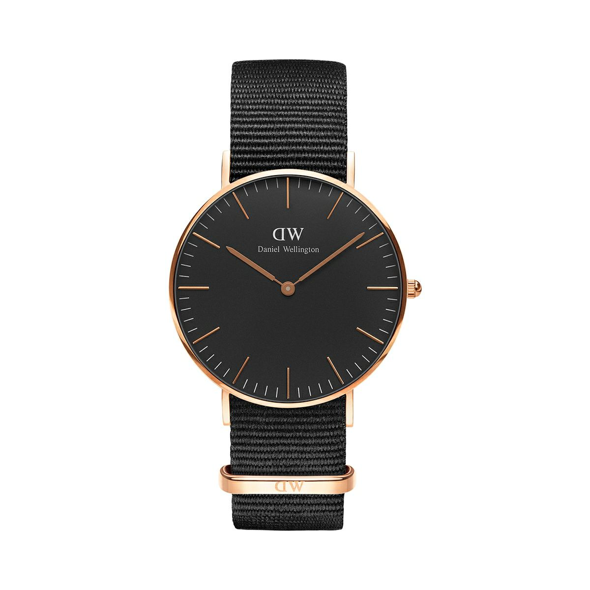 Daniel Wellington / ダニエルウェリントン 36mm クラシックブラック コーンウォール ローズゴールドの公式ECサイト掲載画像