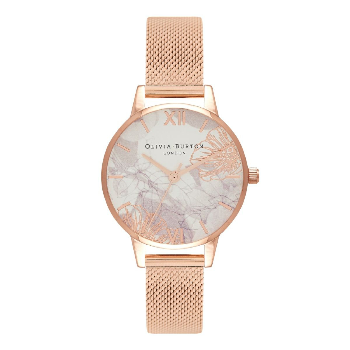 Olivia Burton / オリビア・バートン アブストラクトフローラル ローズゴールド メッシュの公式ECサイト掲載画像