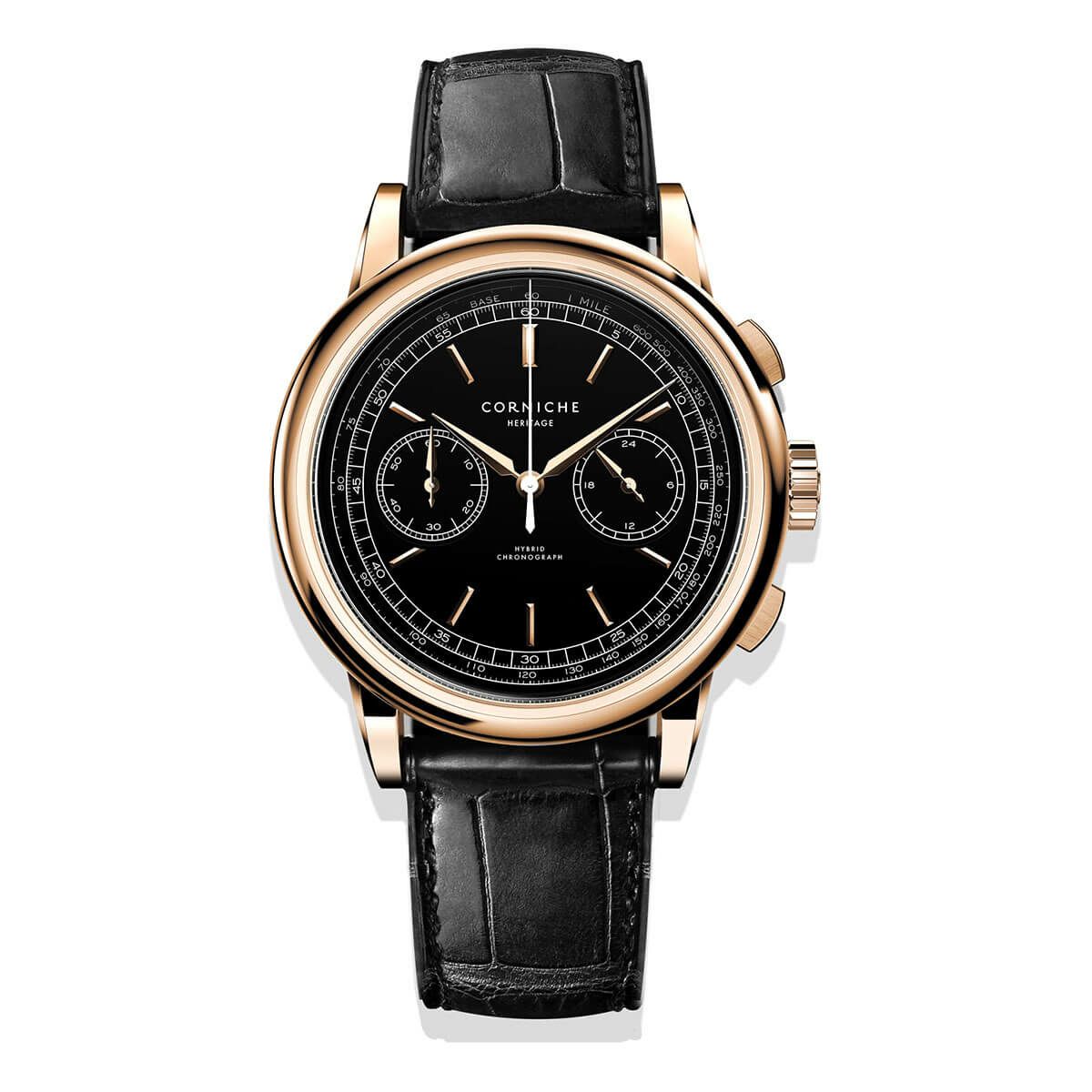 CORNICHE / コーニッシュ ヘリテージ Heritage クロノグラフ ブラック ローズゴールドの公式ECサイト掲載画像