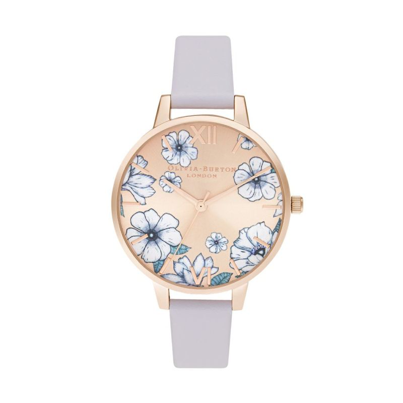 Olivia Burton / オリビア・バートン グルービー ブルームズ パルマ バイオレット ＆ ローズゴールド サンレイ 34mmの公式ECサイト掲載画像