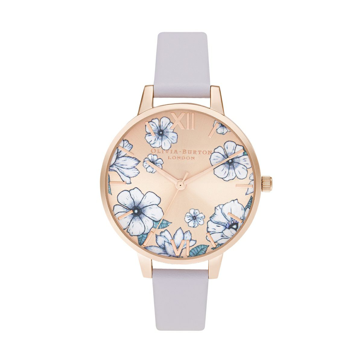 Olivia Burton / オリビア・バートン グルービー ブルームズ パルマ バイオレット ＆ ローズゴールド サンレイ 34mmの公式ECサイト掲載画像