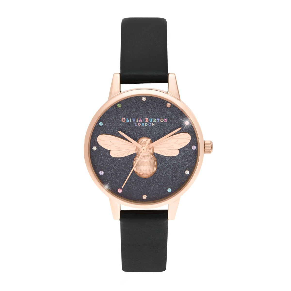Olivia Burton / オリビア・バートン レインボー ラッキー ビー ビーガン ブラック & ローズゴールド ▲の公式ECサイト掲載画像