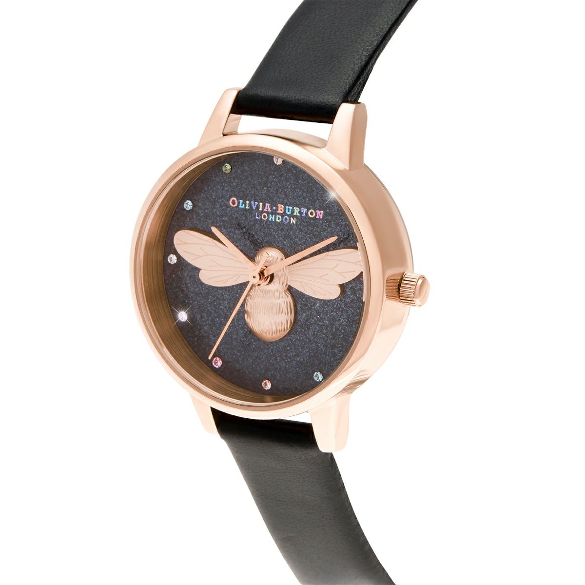 オリビア・バートン レインボー ラッキー ビー ビーガン ブラック & ローズゴールド 商品詳細画像