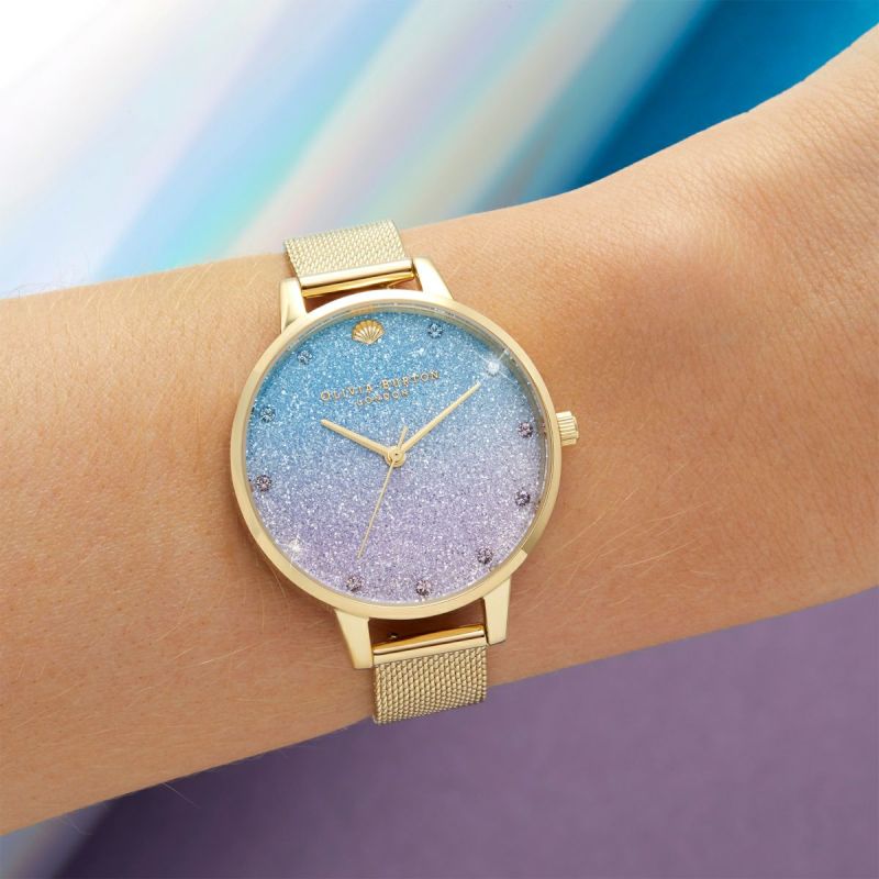 オリビア・バートン アンダーザシー グリッターダイアル スパークル マーカー & ゴールド メッシュ 商品詳細画像