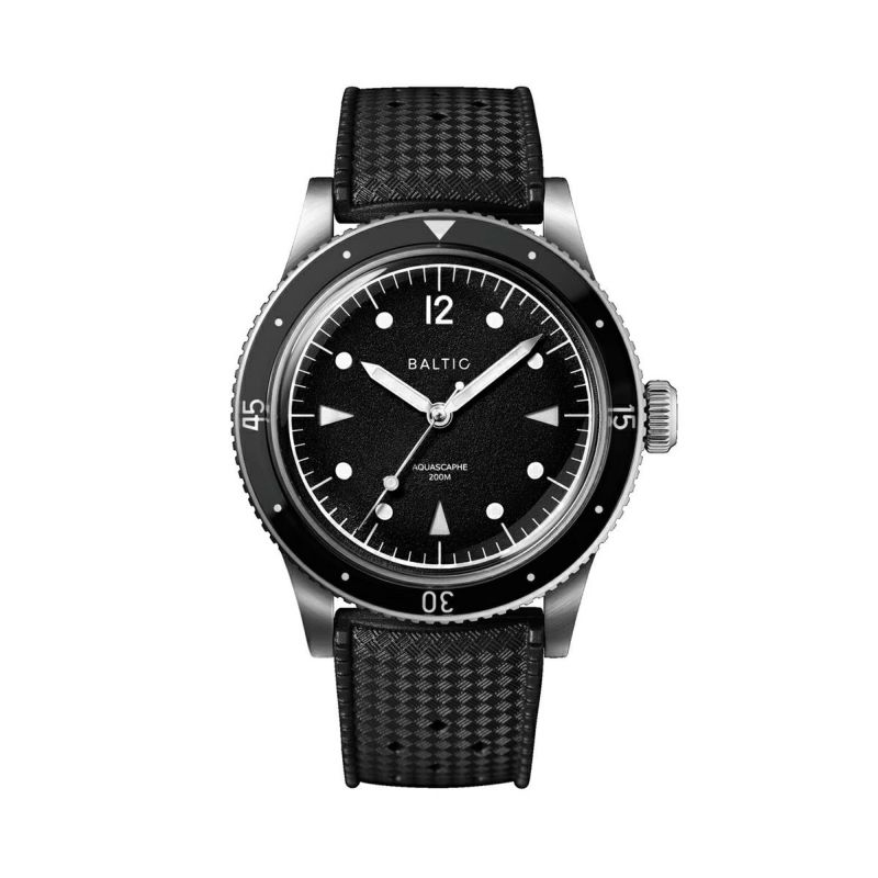 BALTIC WATCHES / バルチック アクアスカーフ ブラックシルバー ブラックトロピックラバーベルト メンズ 男性用 腕時計 おしゃれ  ブランド