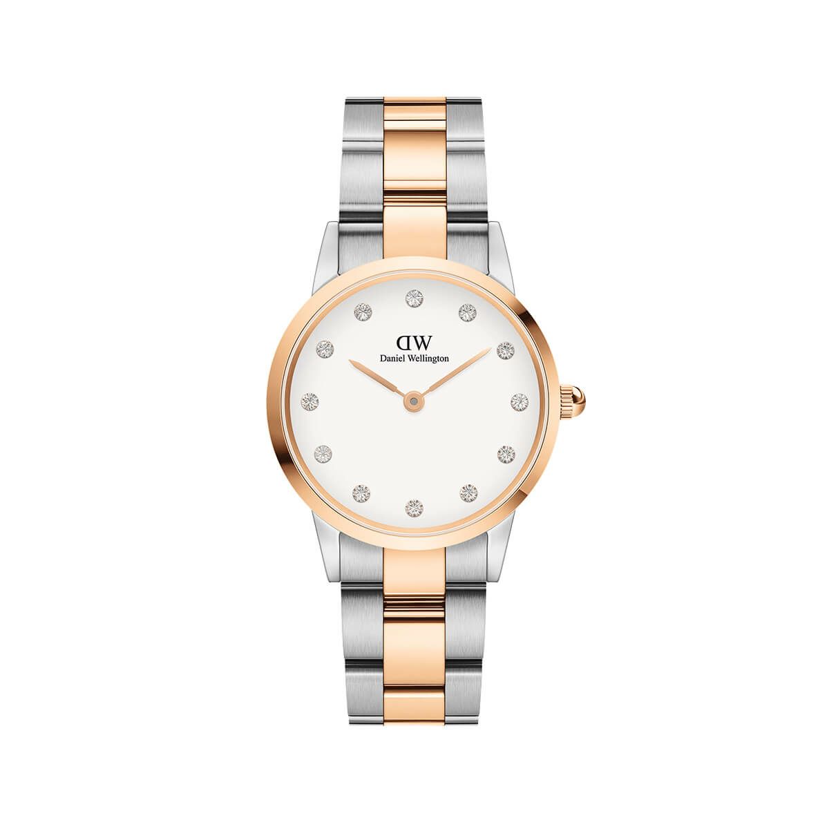 Daniel Wellington / ダニエルウェリントン アイコニックリンク ルミネ 28mm ローズゴールド シルバー ホワイトの公式ECサイト掲載画像