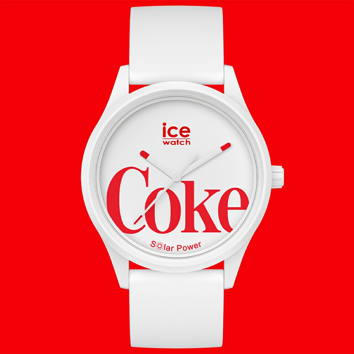 ICE-WATCH / アイスウォッチ COCA-COLA&ICE-WATCH コカ・コーラ&アイスウォッチ アイコニック ホワイトミディアム ソーラー電池の公式ECサイト掲載画像