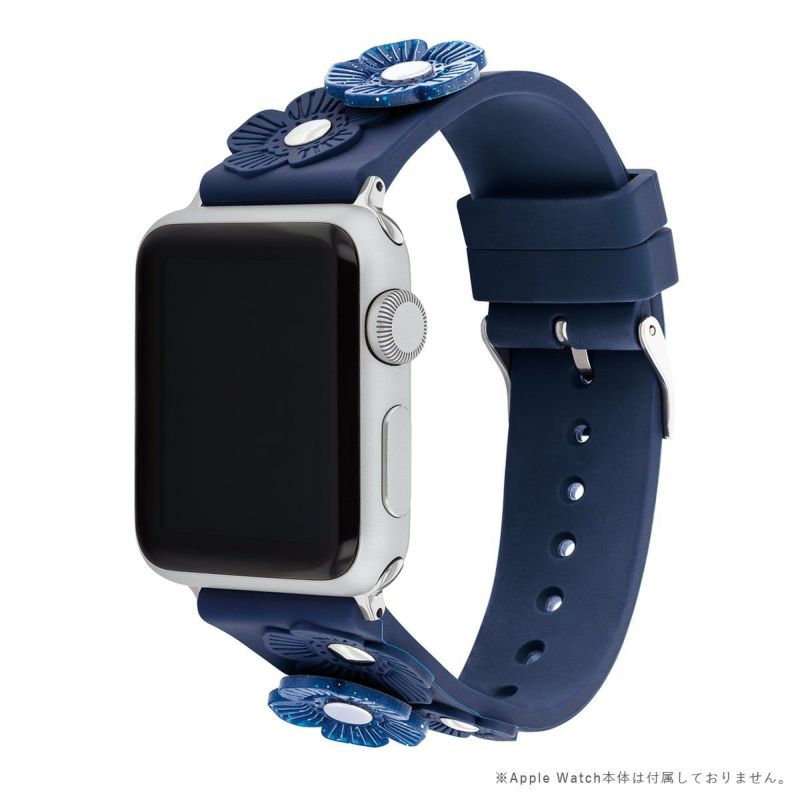 コーチ 38mm&40mm アップルウォッチ用替えベルト ネイビーシリコンストラップ&ティーローズ SSラグ&バックル Apple watch 商品詳細画像