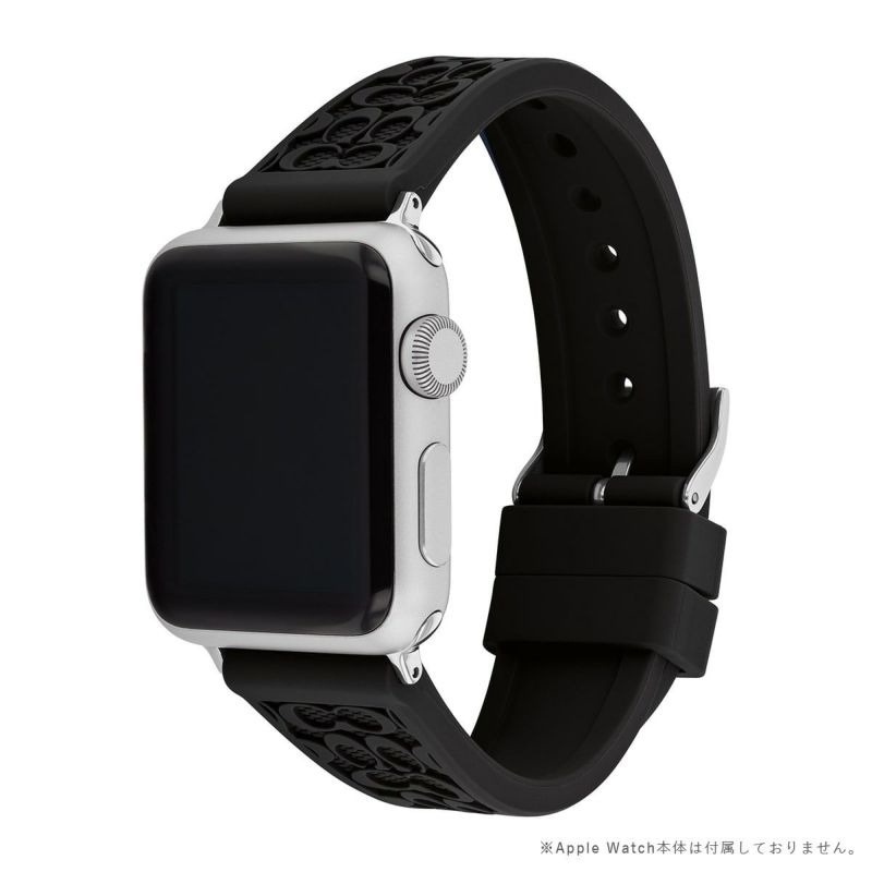 コーチ 38mm&40mm アップルウォッチ用替えベルト ブラックテクスチャーラバー SSラグ&バックル Cモーチフ Apple watch 商品詳細画像