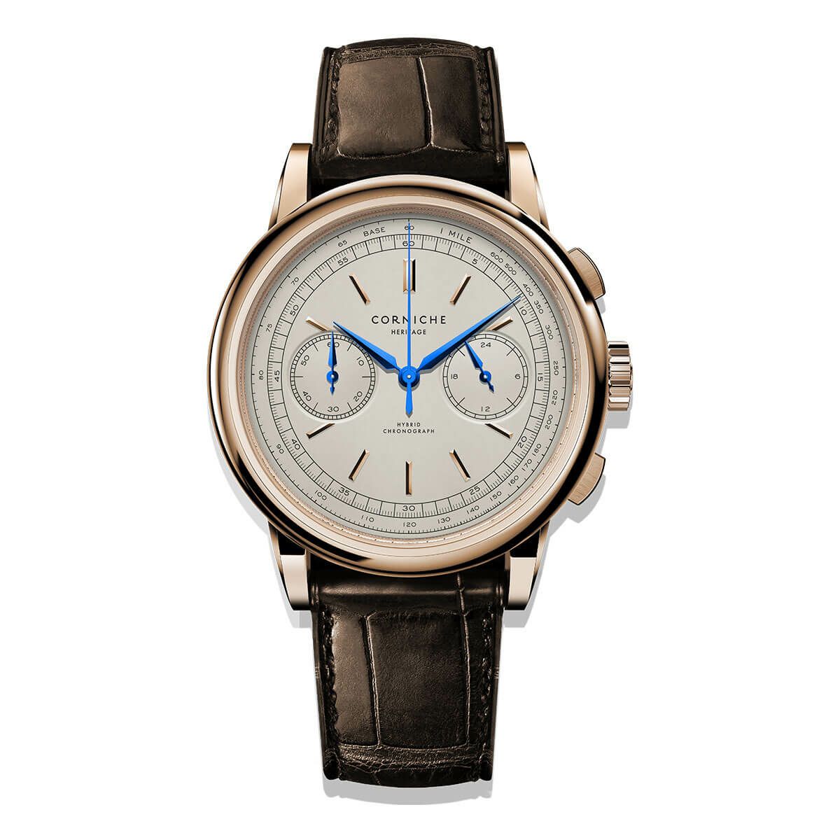 CORNICHE / コーニッシュ メンズ ヘリテージ クロノグラフ ローズゴールド クリームダイヤルの公式ECサイト掲載画像
