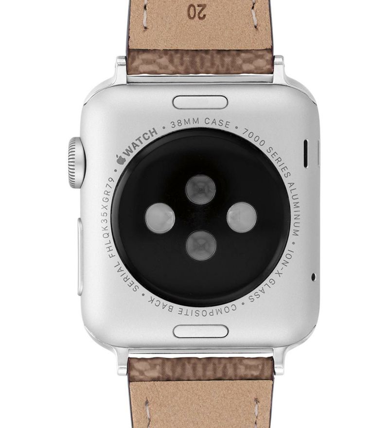 コーチ 38mm&40mm アップルウォッチ用 替えベルト ストラップ PVC ストラップ ブラウン シルバー バックル Apple watch 商品詳細画像