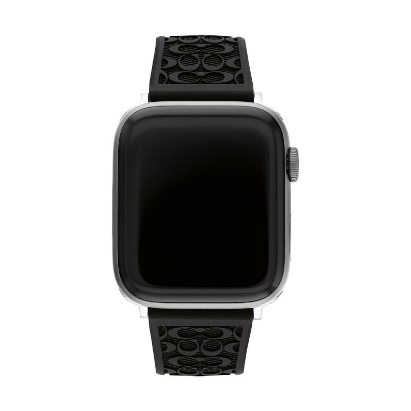 コーチ 42mm&44mm アップルウォッチ用 替えベルト ストラップ シルバー シグニチャー C ブラック ラバー Apple watch 商品詳細画像