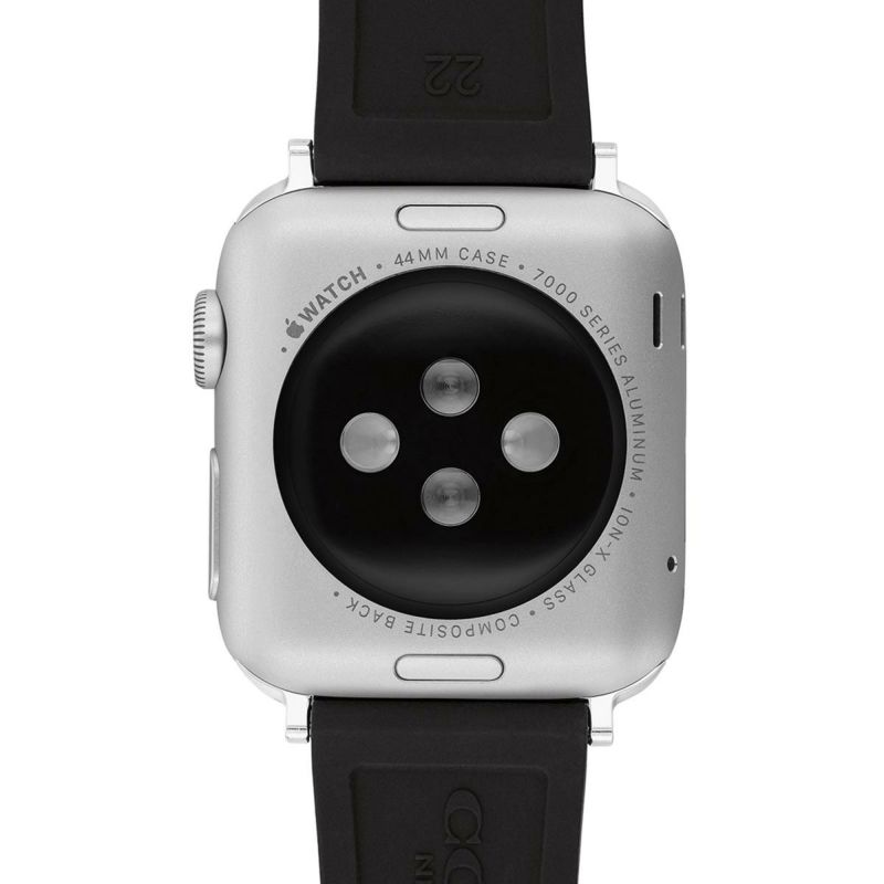 コーチ 42mm&44mm アップルウォッチ用 替えベルト ストラップ シルバー シグニチャー C ブラック ラバー Apple watch 商品詳細画像