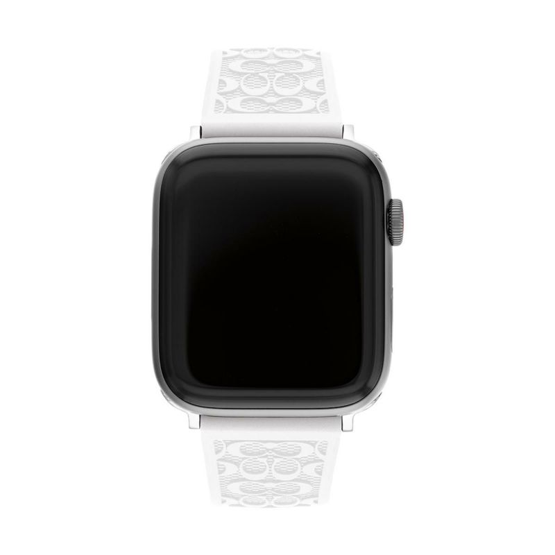 コーチ 42mm&44mm アップルウォッチ用 替えベルト ストラップ シルバー シグニチャー C ホワイト ラバー Apple watch 商品詳細画像