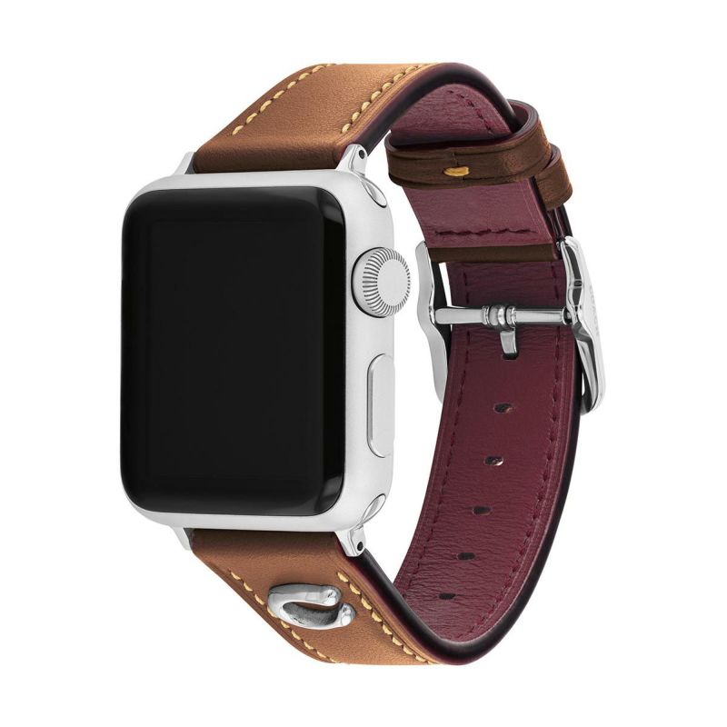 コーチ 38mm&40mm アップルウォッチ用 替えベルト ストラップ シルバー サドル レザー Apple watch 商品詳細画像