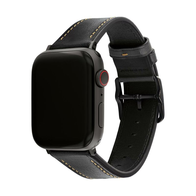 コーチ 42mm＆44mm アップルウォッチ用 替えベルト ストラップ ストラップ ブラック レザー Apple watch 商品詳細画像