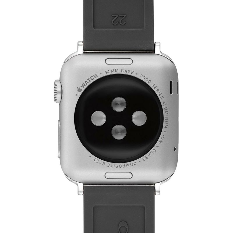 コーチ 42mm&44mm アップルウォッチ用 替えベルト ストラップ ブラックテクスチャー ラバー ウィズ コーチロゴ エンボス シルバー Apple watch 商品詳細画像