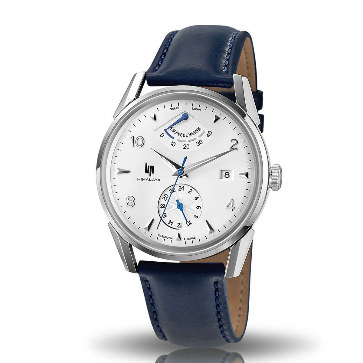 LIP / リップ ヒマラヤ 40mm パワーリザーブ オートマチック シルバー ダークブルー レザーの公式ECサイト掲載画像