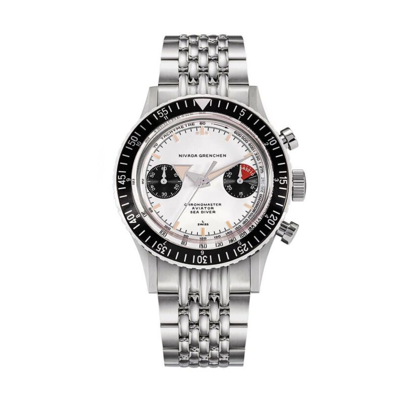 Nivada Grenchen /ニバダ グレンヒェン クロノマスター ブロードアロー パンダ マニュアルワインド ライスブレスレットの公式ECサイト掲載画像