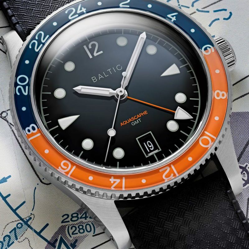 【受注販売】 バルチック アクアスカーフ GMT オレンジ/ブルー オートマチック ブルーラバーベルト 商品詳細画像