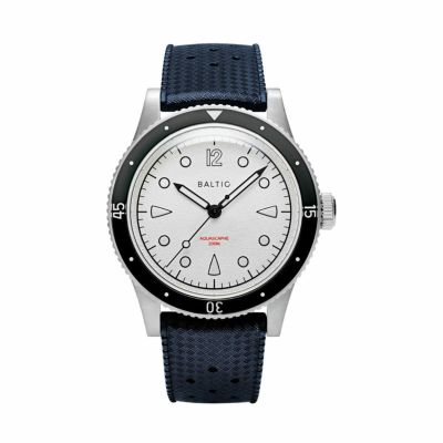 受注販売】BALTIC WATCHES / バルチック アクアスカーフ ホワイトブラック オートマチック ブラックトロピックラバーベルト メンズ  男性用 腕時計 おしゃれ ブランド