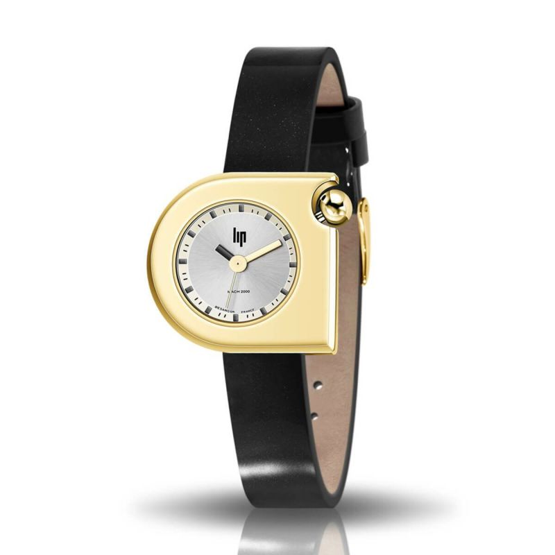 LIP / リップ マッハ 2000 ミニ ゴールド ブラックレザー レディース 女性用 腕時計 おしゃれ ブランド