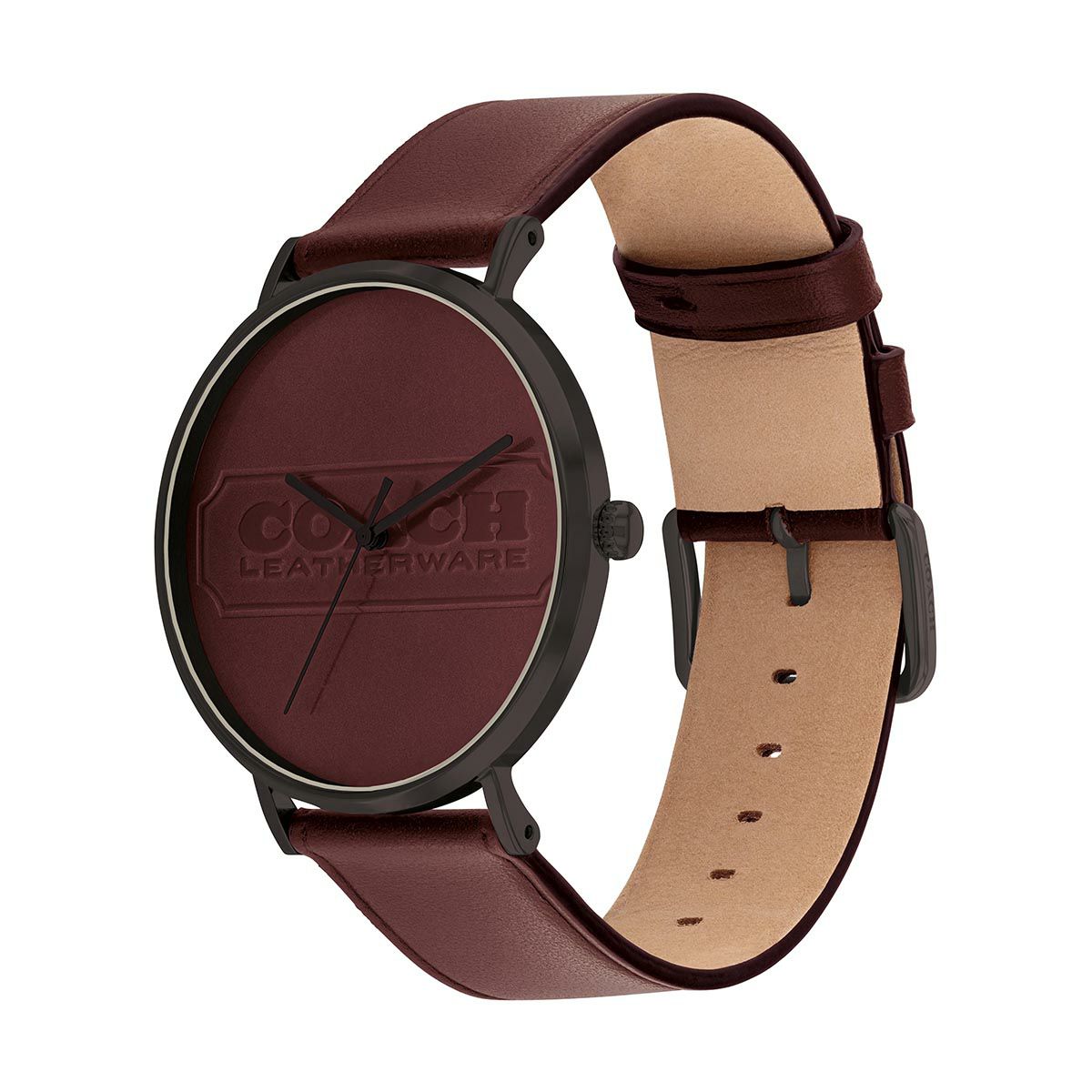 COACH / コーチ チャールズ 41mm ラウンド GUN IP ケース ボルドー  
