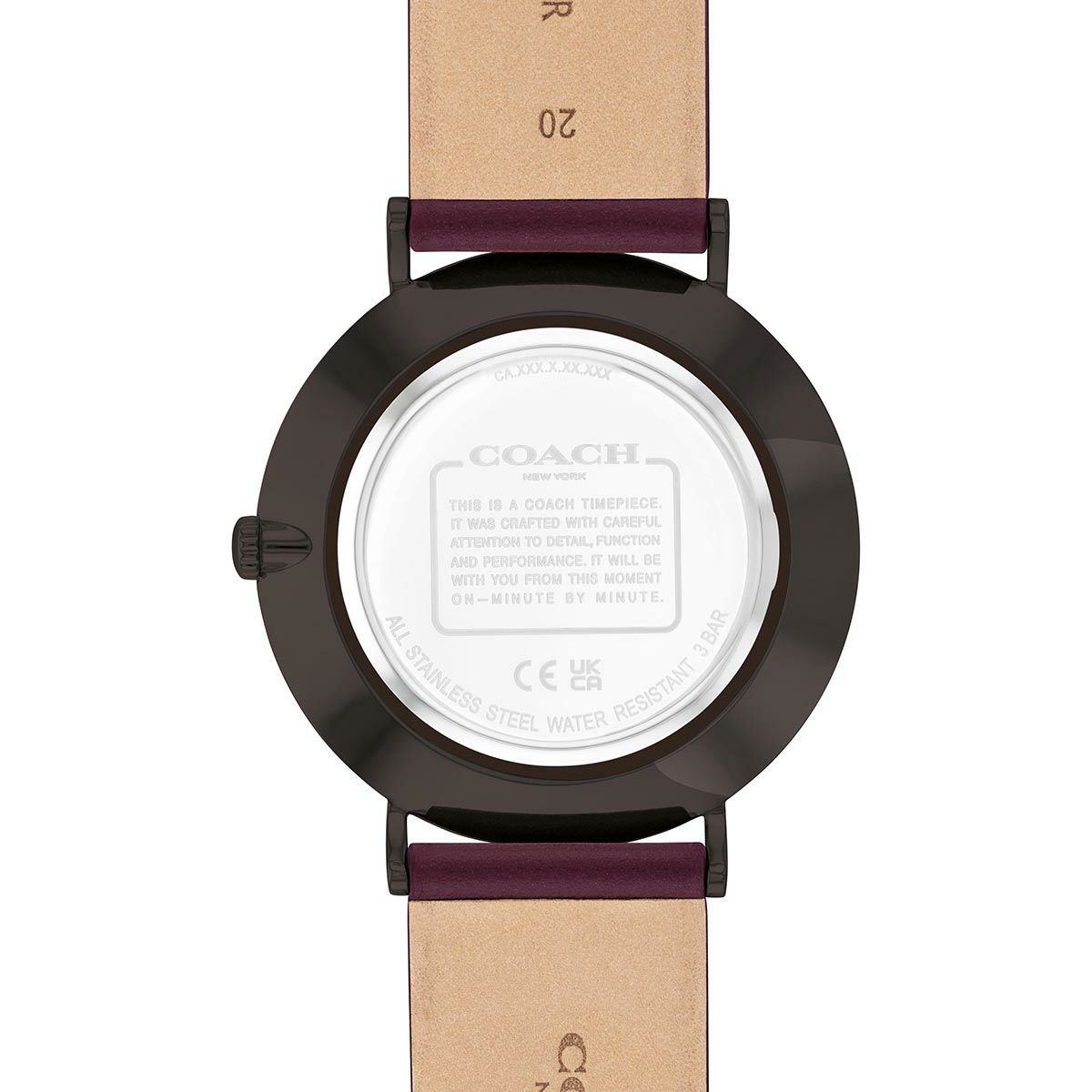 COACH / コーチ チャールズ 41mm ラウンド GUN IP ケース ボルドー  