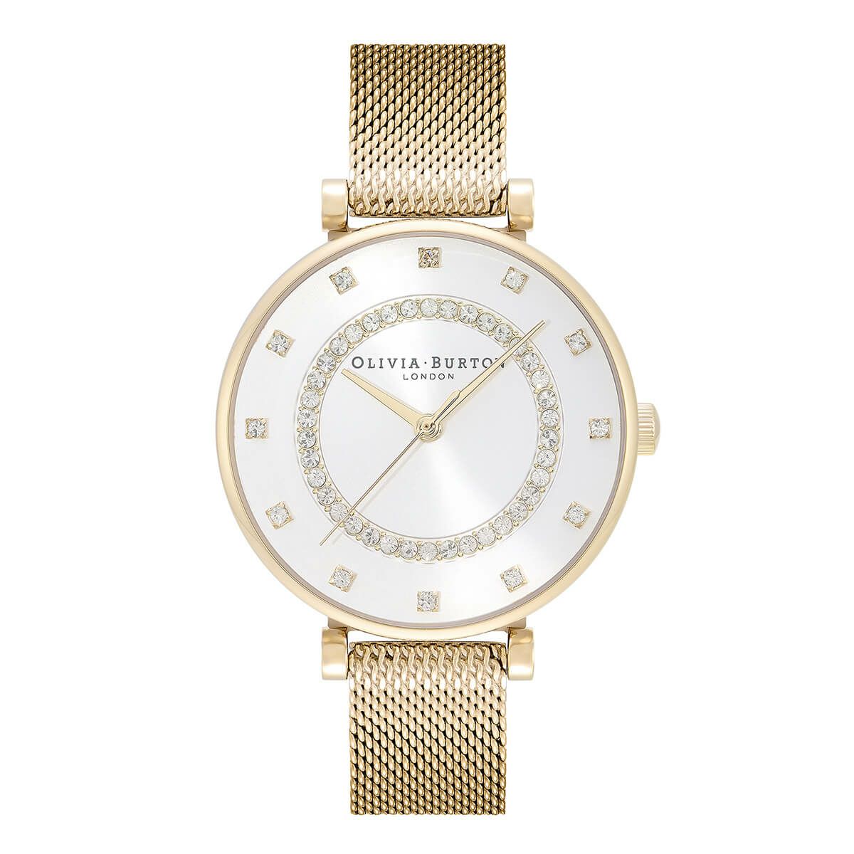 OLIVIA BURTON / オリビア・バートン ベルグレイブ - 32mm ティーバー ホワイト & ゴールドメッシュの公式ECサイト掲載画像