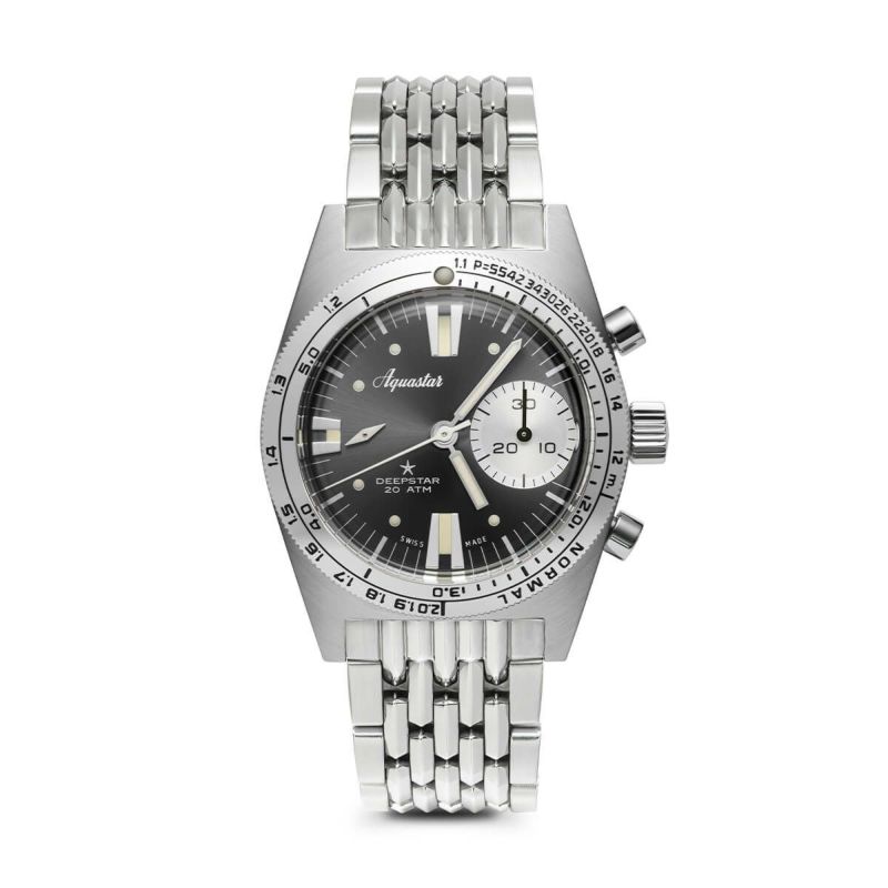 AQUASTAR/アクアスター 2022 Aquastar Deepstar 39mm Chronograph steel grey BOR braceletの公式ECサイト掲載画像