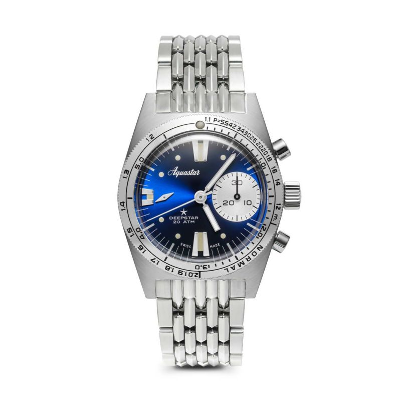 AQUASTAR/アクアスター 2022 Aquastar Deepstar 39mm Chronograph blue ray BOR braceletの公式ECサイト掲載画像