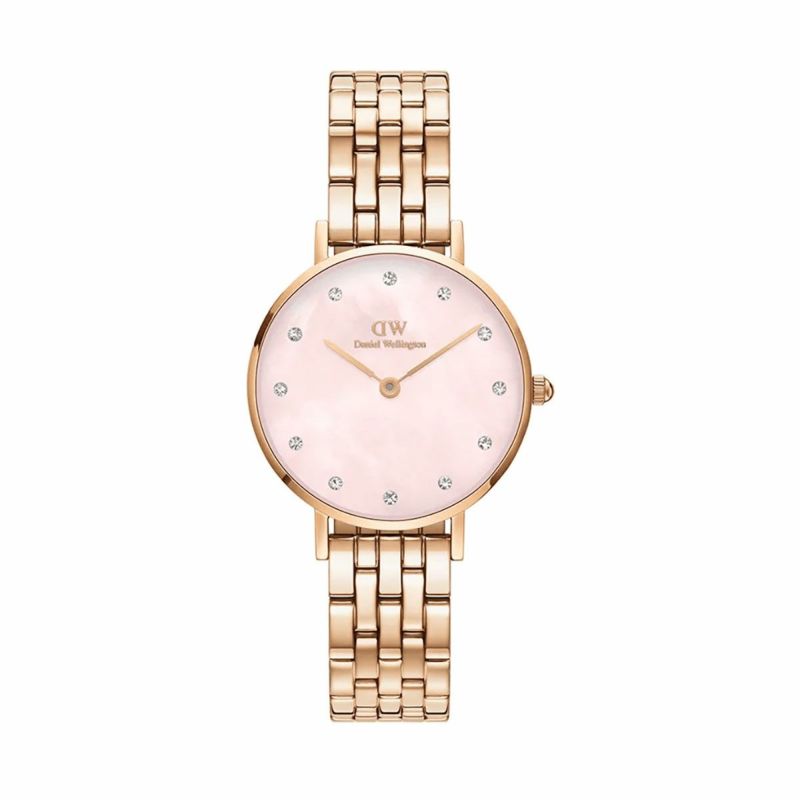 Daniel Wellington / ダニエルウェリントンペティット ルミネ 28mm 5リンク メルローズ ローズゴールド ピンクマザーオブパールの公式ECサイト掲載画像