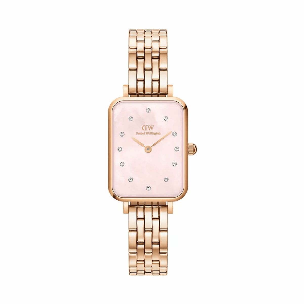 Daniel Wellington / ダニエルウェリントンクアドロ ルミネ 5リンク メルローズ ローズゴールド ピンクマザーオブパールの公式ECサイト掲載画像