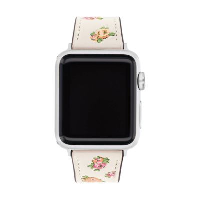 COACH / コーチ 38mm＆40mm＆41mm アップルウォッチ用 SS チョーク フローラル プリント レザー ストラップ apple  watch 腕時計用 替えベルト 替えバンド メンズ レディース