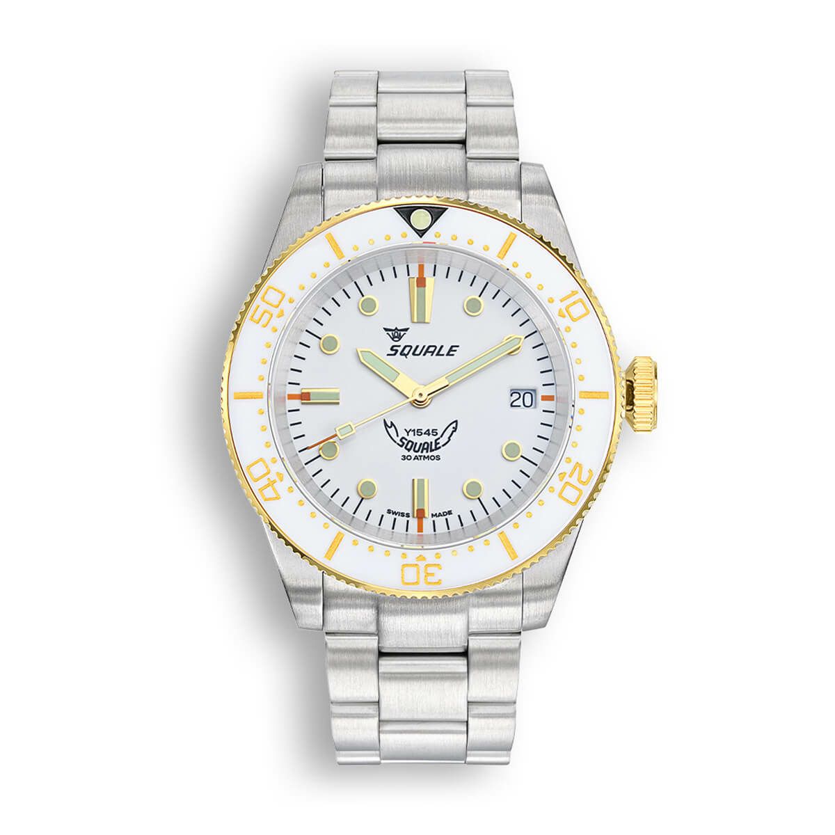 SQUALE / スクワーレ 1545 ホワイト ブレスレット / ゴールド ホワイトベゼル ホワイトダイヤル シルバー ステンレススチール ブレスレット 20mmの公式ECサイト掲載画像