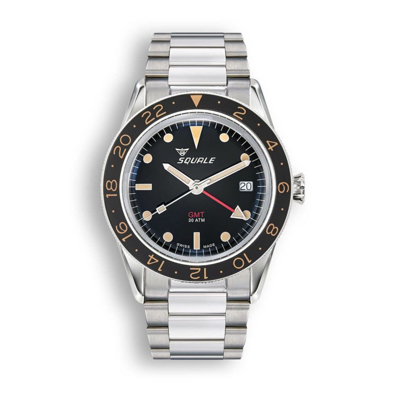 【受注販売】SQUALE / スクワーレ SUB-39 GMT ヴィンテージ ブレスレット / ブラックベゼル ブラックダイヤル シルバー ステンレススチール ストラップ 22mmの公式ECサイト掲載画像