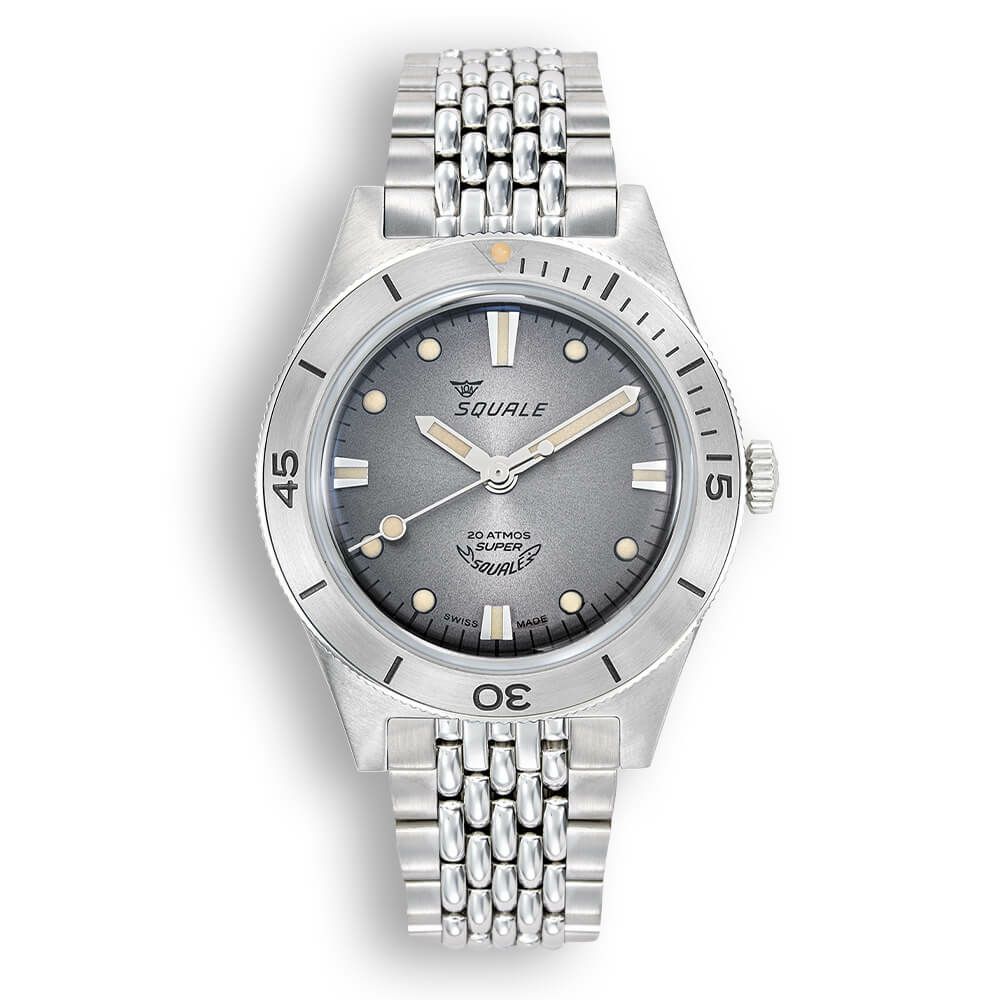 SQUALE / スクワーレ Super-Squale サンレイ グレー ブレスレット / サテングレースチールベゼル サンレイグレーダイヤル BOR シルバー ステンレススチール ブレスレット 18mmの公式ECサイト掲載画像
