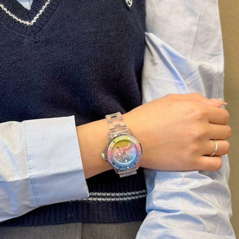 【美品】ICE-WATCH アイスクリアサンセット　ヨガ アイスウォッチ - 透明ベルト＆夏っぽグラデの腕時計「アイス
