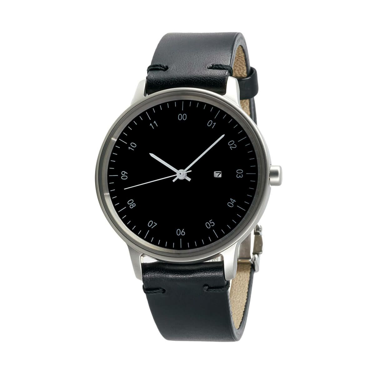 sazare / さざれ SK01 SS シルバー ホーニング フィニッシュ ブラック ダイヤル /シルバー D バックル ブラック ブッテーロレザーの公式ECサイト掲載画像