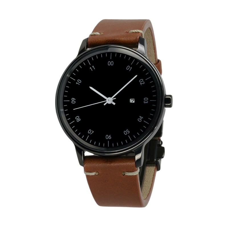 sazare / さざれ SK01 SS ブラック ミラー フィニッシュ ブラック ダイヤル /ブラック D バックル ライトブラウン ブッテーロレザーの公式ECサイト掲載画像