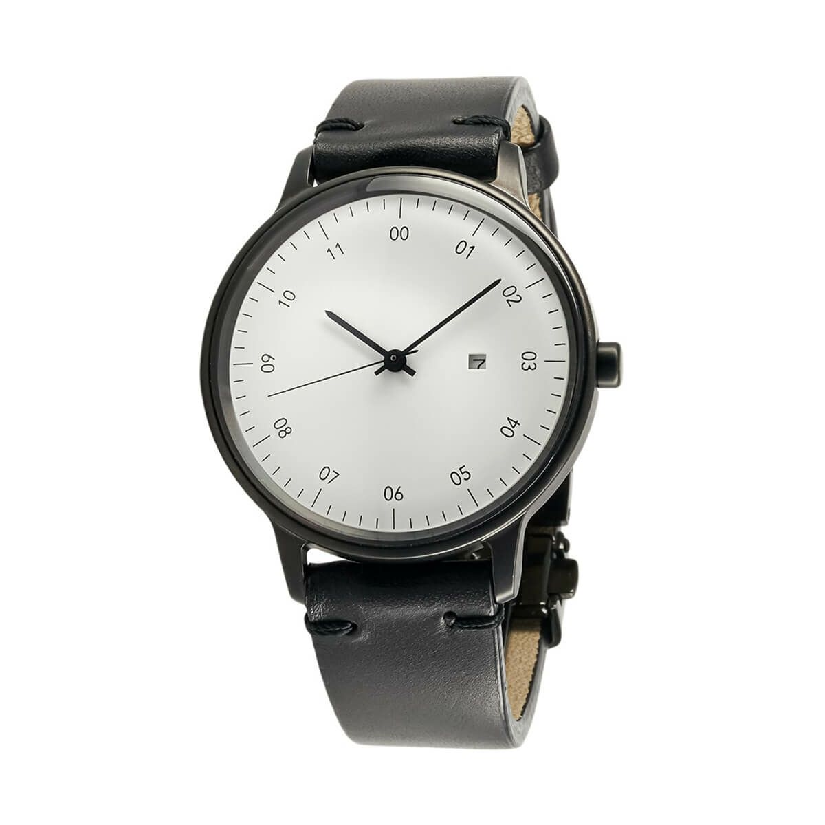 sazare / さざれ SK01 SS ブラック ホーニング フィニッシュ ホワイト ダイヤル /ブラック D バックル ブラック ブッテーロレザーの公式ECサイト掲載画像