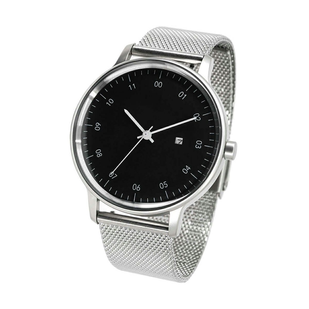 sazare / さざれ SK01 SS シルバー ホーニング フィニッシュ ブラックダイヤル ブラック シルバーメッシュの公式ECサイト掲載画像