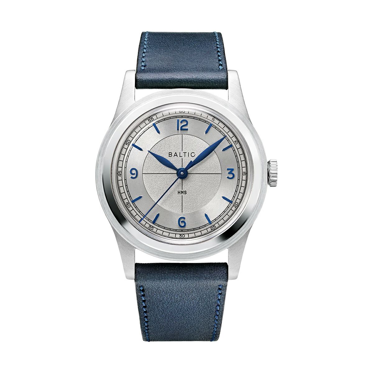 BALTIC WATCHES / バルチック HMS 003 シルバーブルー スケルトンバック ネイビーブルー レザーベルトの公式ECサイト掲載画像