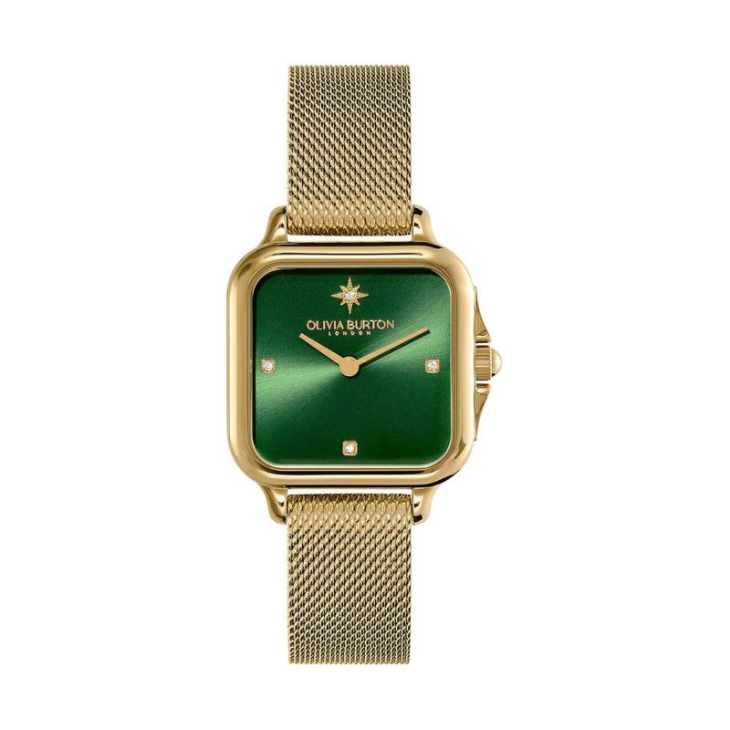 OLIVIA BURTON / オリビア・バートン クラシック - 28mm グロブナー グリーン & ゴールド メッシュ ウォッチの公式ECサイト掲載画像