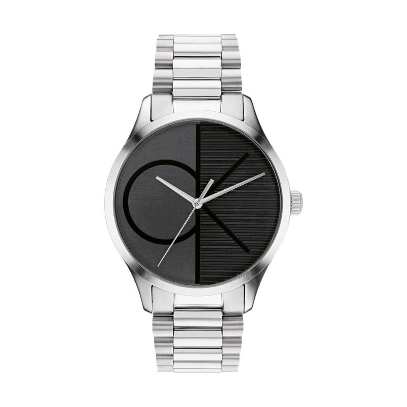 Calvin Klein / カルバンクライン アイコニック - 40MM ブラック ダイヤル シルバー ブレスレットの公式ECサイト掲載画像