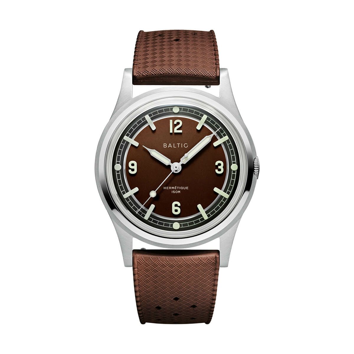 【受注販売】BALTIC WATCHES / バルチック エルメティック ツアラー ブラウン ダイヤルトロピックラバーベルトの公式ECサイト掲載画像
