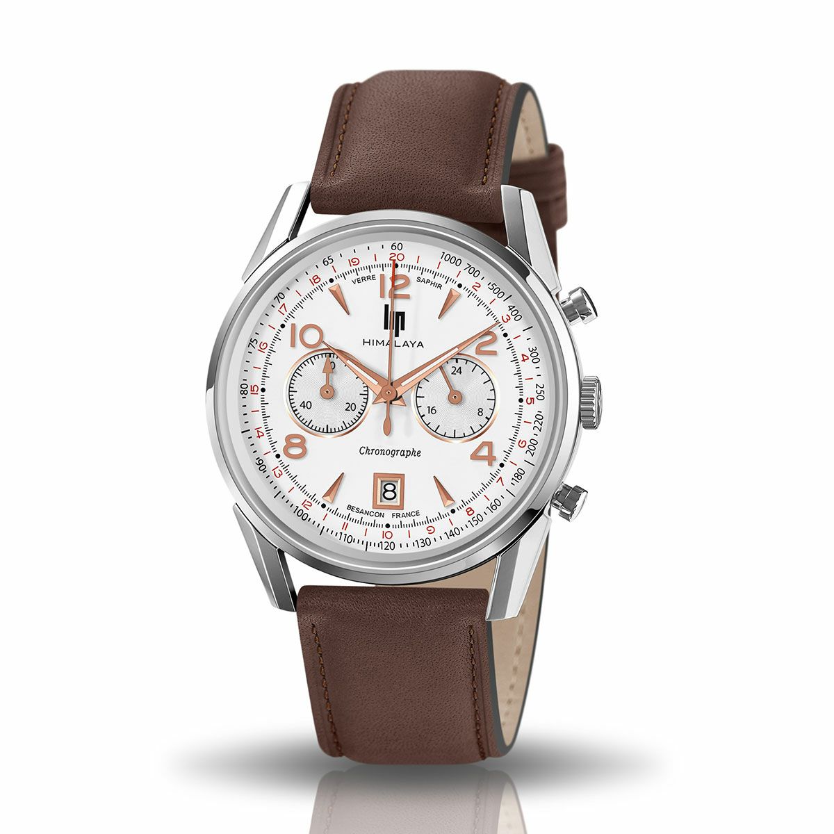 LIP / リップ ヒマラヤ 40MM クロノグラフ シルバー ホワイト ブラウン レザーの公式ECサイト掲載画像