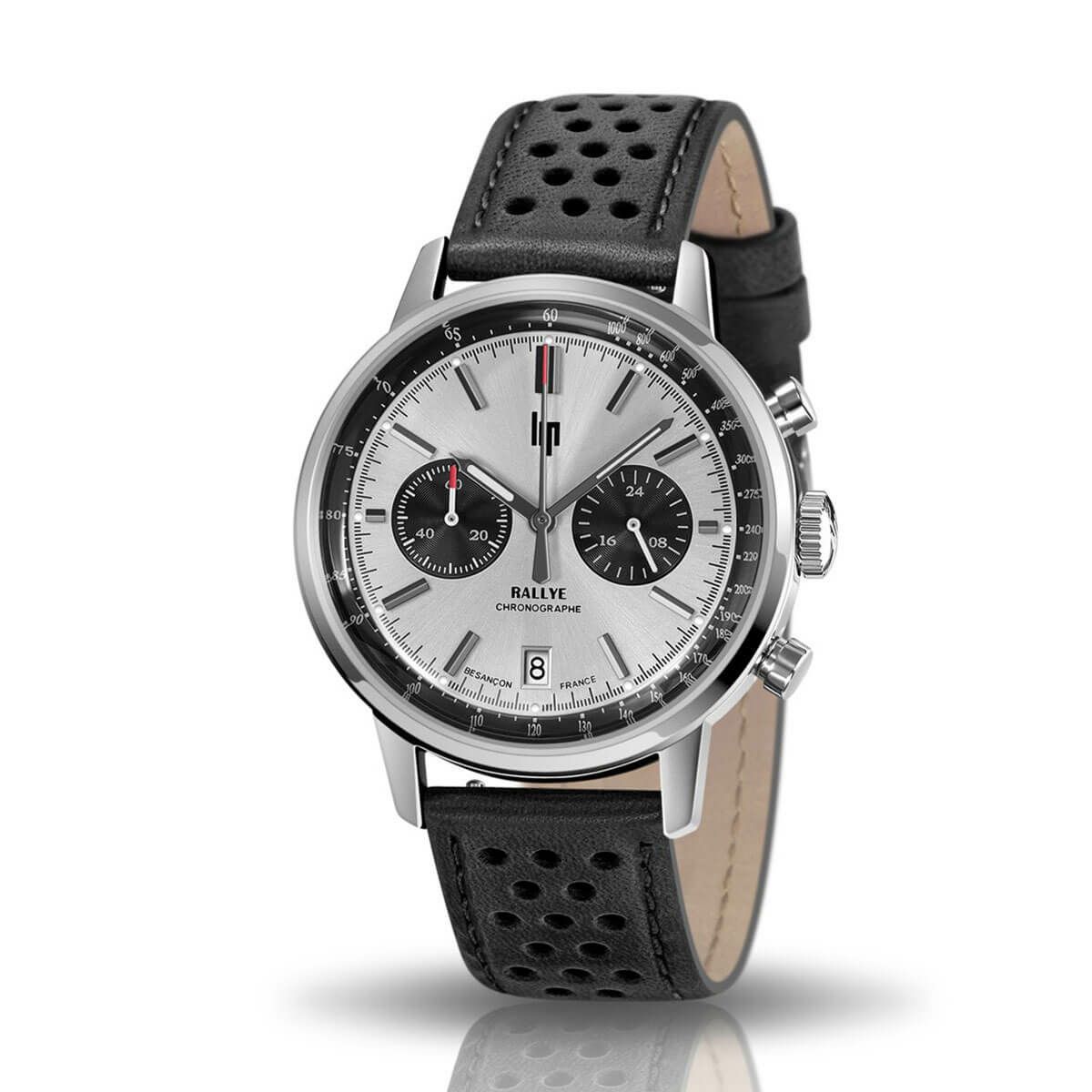 LIP / リップ ラリー 41MM パンダ メカクォーツ クロノグラフ シルバー ブラックレザーの公式ECサイト掲載画像