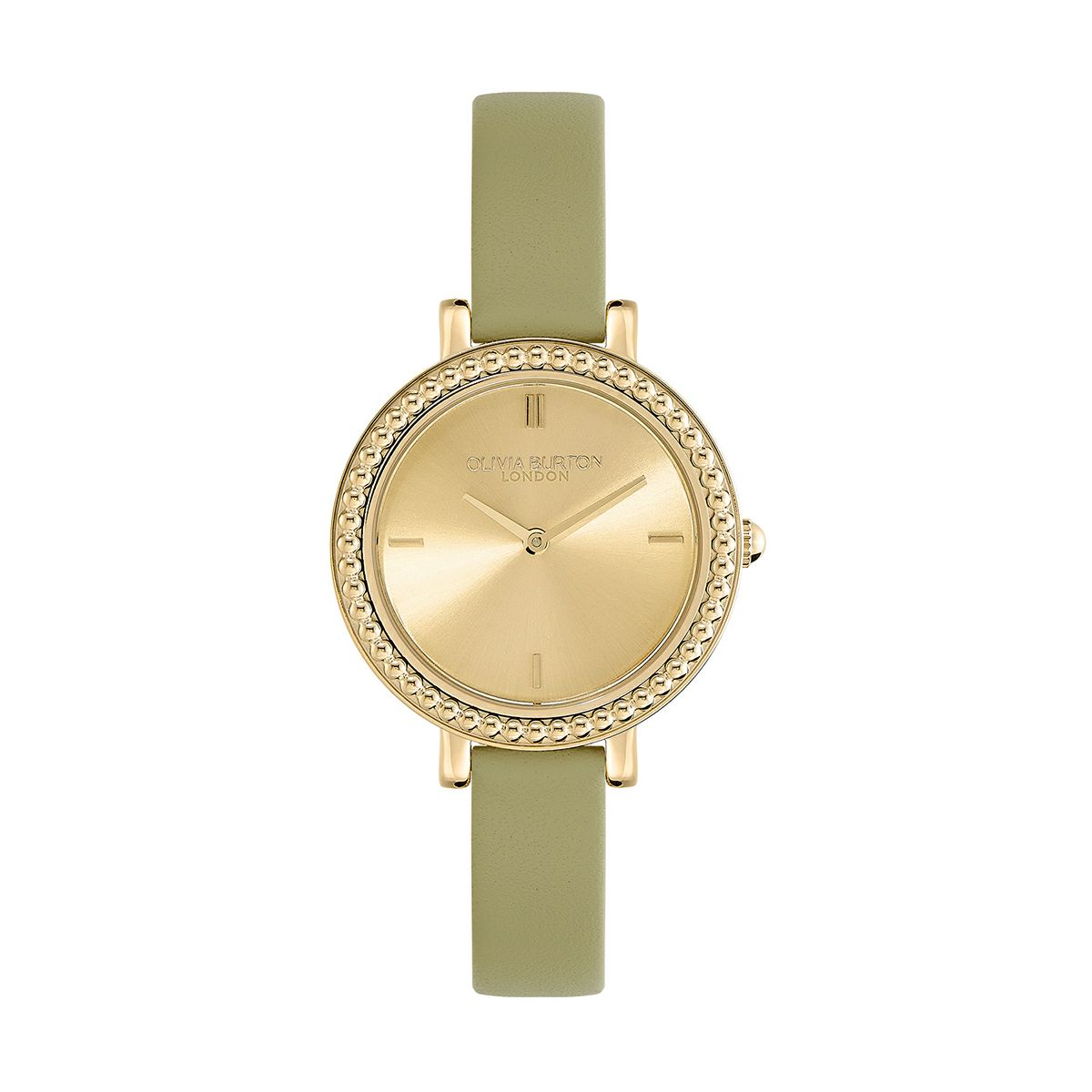 OLIVIA BURTON / オリビア・バートン クラシックス - 30mm ヴィンテージ ビーズ ライト ゴールド サンレイ セージ グリーン レザーの公式ECサイト掲載画像